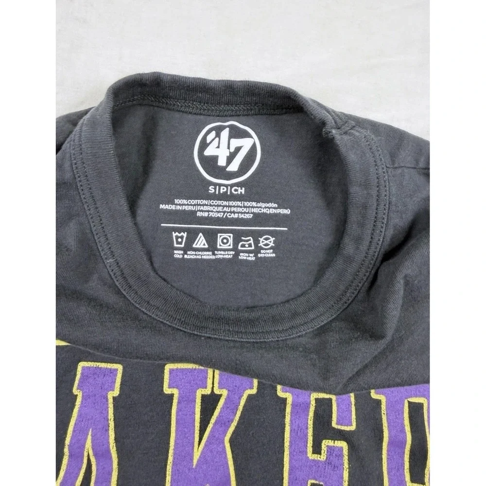 47 Brand Los Angeles Lakers Cotton Graphic T Shirt Mens Small Black | Streetwear
